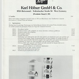 Hofner parts & accessoires catalog 1985 b